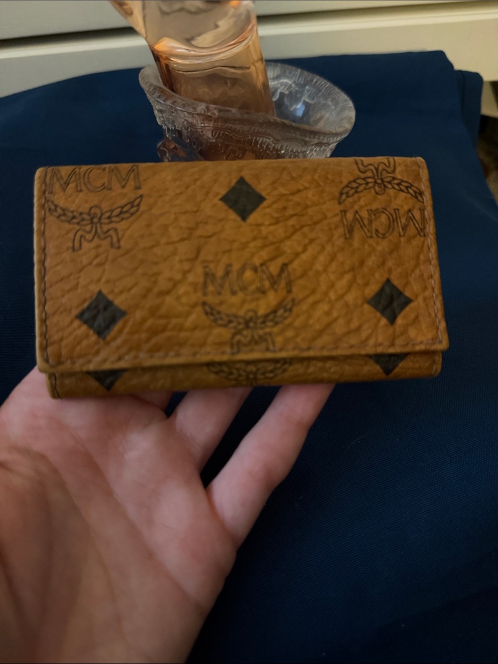 MCM Cognac Brown Monogram Leather Key Holder - Picture 9 of 13